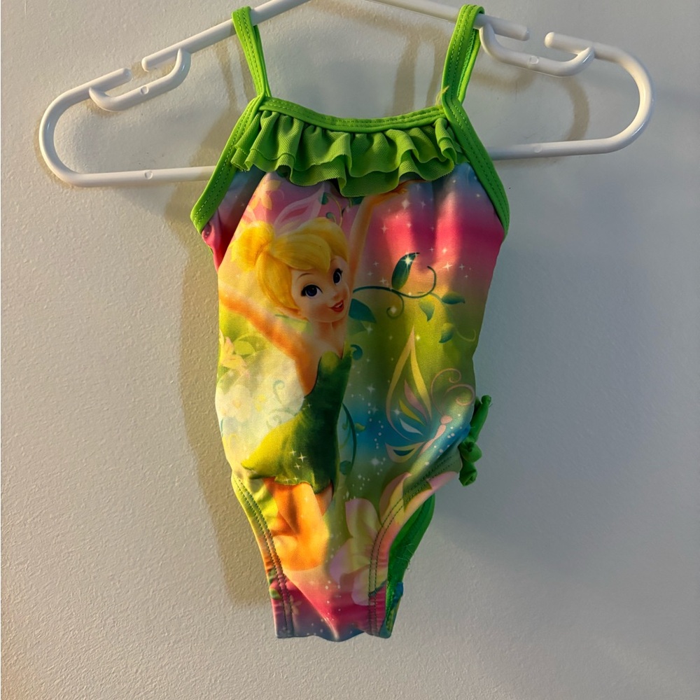 Green and Pink Tinkerbell Swimsuit Size 3 months